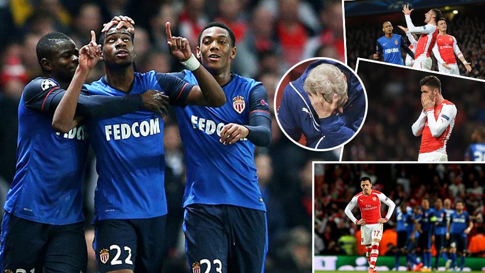 Ekspresi di kedua kubu, Arsenal dan AS Monaco.